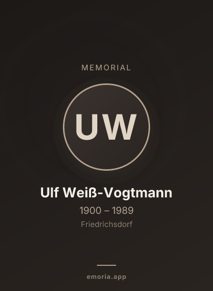 Memorial portrait of Ulf Weiß-Vogtmann