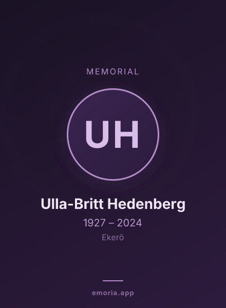 Memorial portrait of Ulla-Britt Hedenberg
