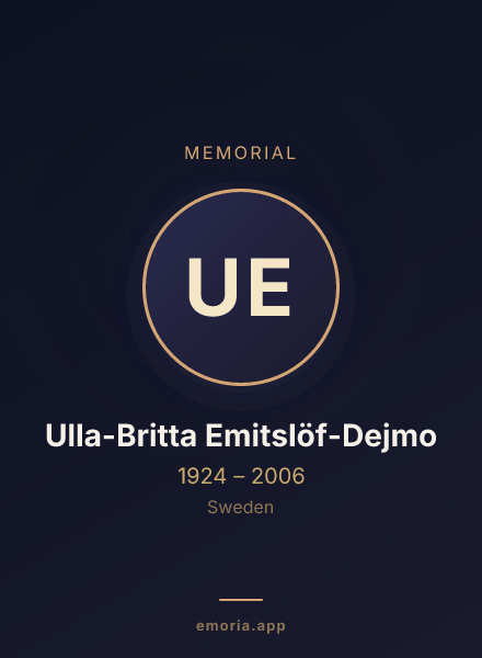 Memorial portrait of Ulla-Britta Emitslöf-Dejmo