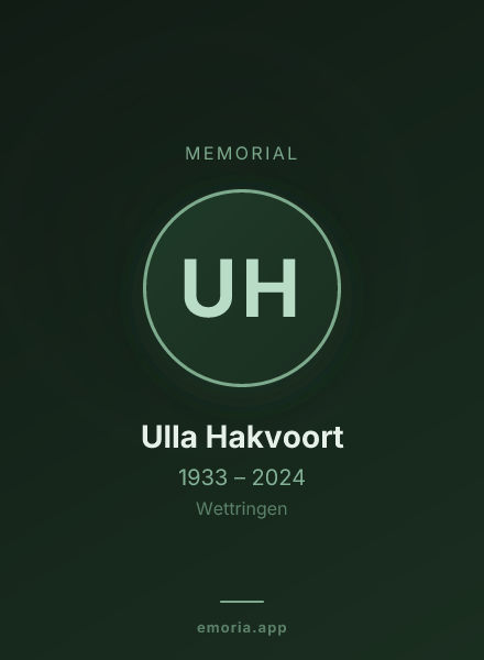 Memorial portrait of Ulla Hakvoort