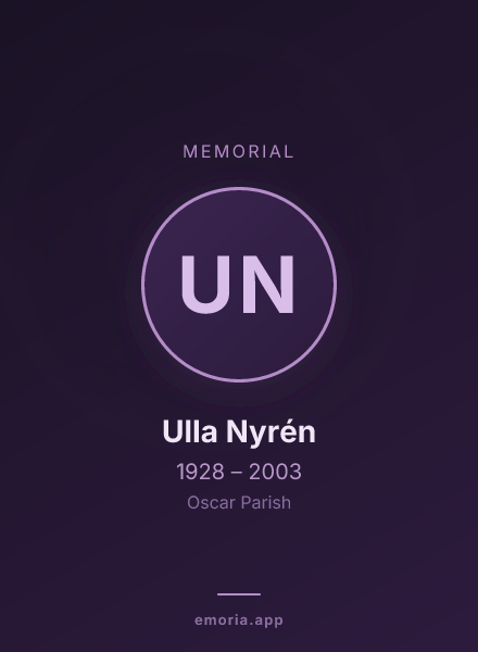 Memorial portrait of Ulla Nyrén