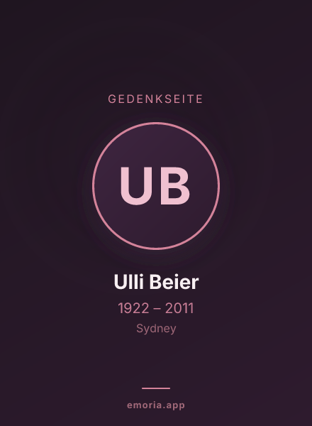 Gedenkportrait von Ulli Beier