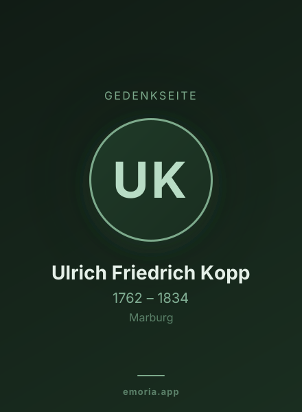Gedenkportrait von Ulrich Friedrich Kopp