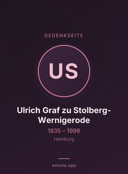 Gedenkportrait von Ulrich Graf zu Stolberg-Wernigerode