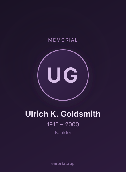 Memorial portrait of Ulrich K. Goldsmith