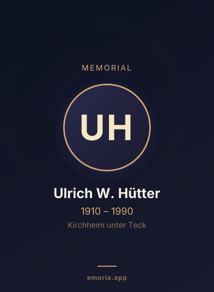 Memorial portrait of Ulrich W. Hütter