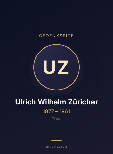 Gedenkportrait von Ulrich Wilhelm Züricher