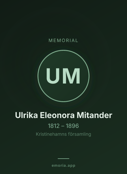 Memorial portrait of Ulrika Eleonora Mitander