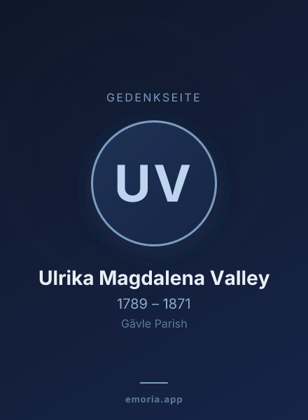 Gedenkportrait von Ulrika Magdalena Valley