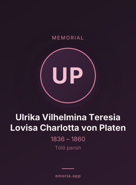 Memorial portrait of Ulrika Vilhelmina Teresia Lovisa Charlotta von Platen