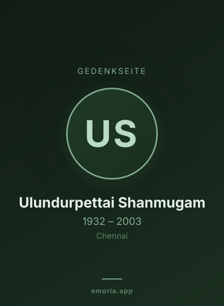 Gedenkportrait von Ulundurpettai Shanmugam