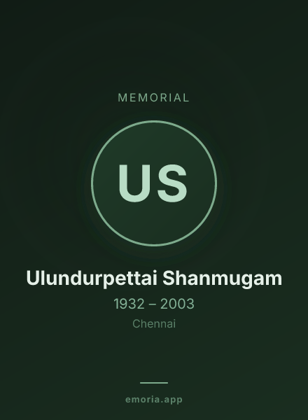Memorial portrait of Ulundurpettai Shanmugam