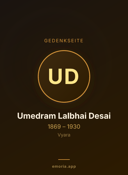 Gedenkportrait von Umedram Lalbhai Desai