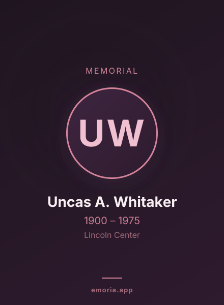Memorial portrait of Uncas A. Whitaker