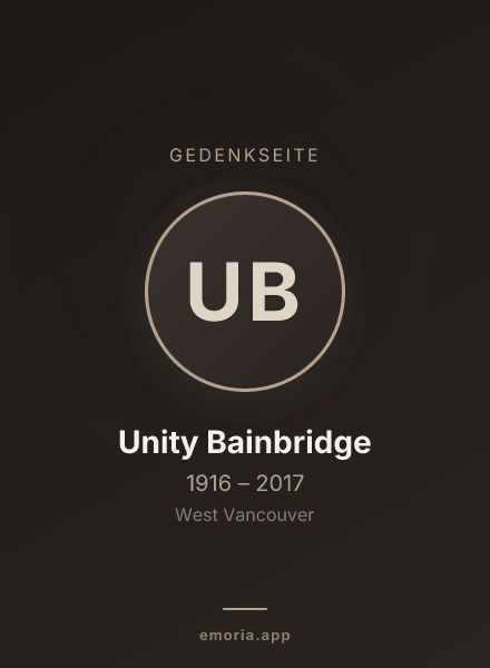 Gedenkportrait von Unity Bainbridge