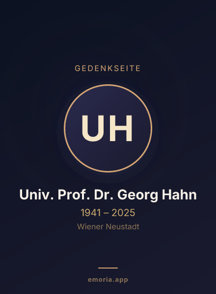 Gedenkportrait von Univ. Prof. Dr. Georg Hahn