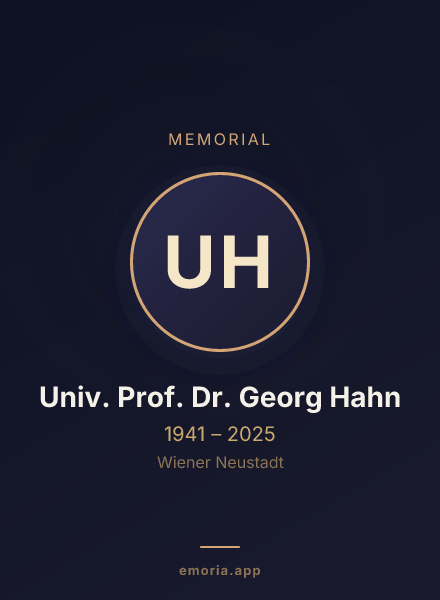 Memorial portrait of Univ. Prof. Dr. Georg Hahn