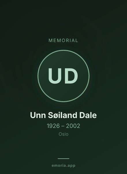 Memorial portrait of Unn Søiland Dale