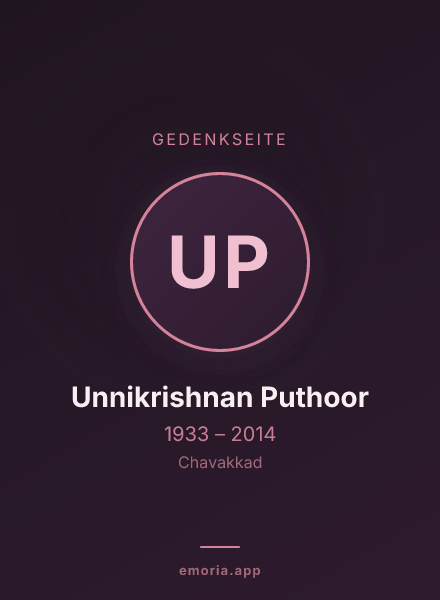 Gedenkportrait von Unnikrishnan Puthoor