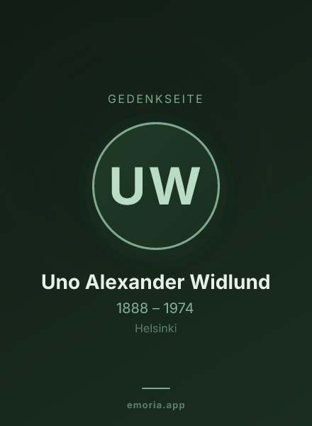 Gedenkportrait von Uno Alexander Widlund