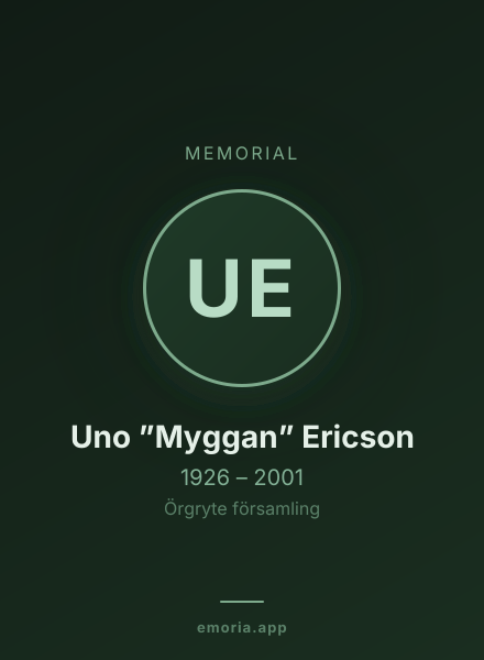 Memorial portrait of Uno ”Myggan” Ericson