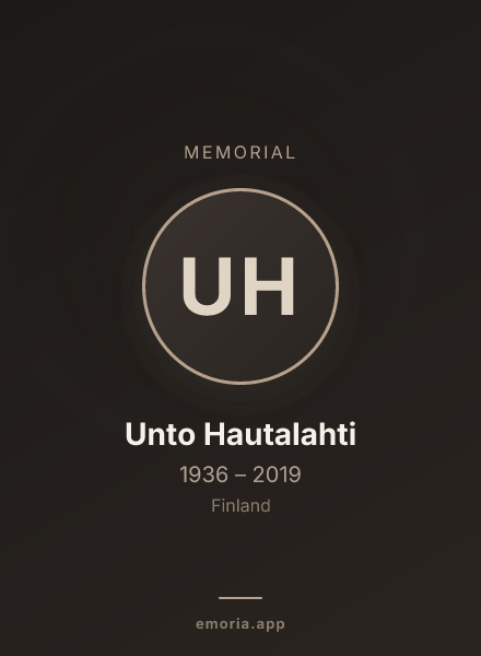 Memorial portrait of Unto Hautalahti