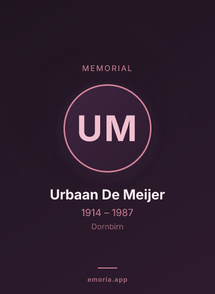 Memorial portrait of Urbaan De Meijer