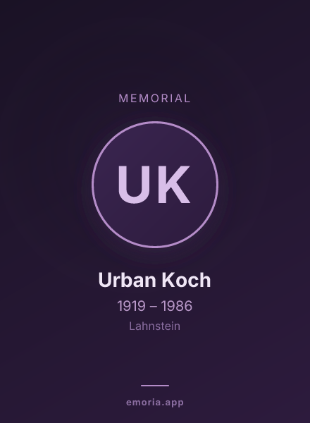 Memorial portrait of Urban Koch