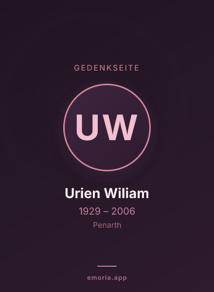 Gedenkportrait von Urien Wiliam