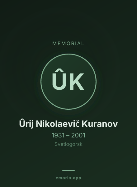 Memorial portrait of Ûrij Nikolaevič Kuranov