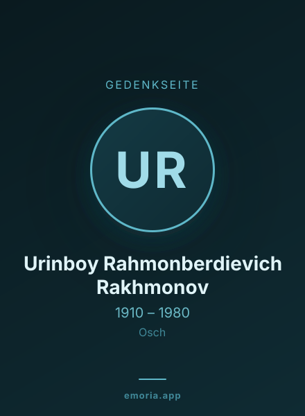 Gedenkportrait von Urinboy Rahmonberdievich Rakhmonov