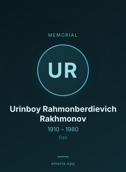 Memorial portrait of Urinboy Rahmonberdievich Rakhmonov