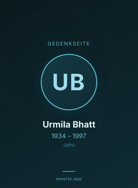 Gedenkportrait von Urmila Bhatt