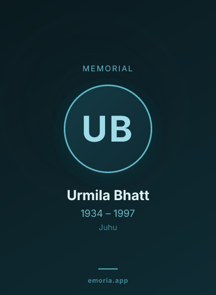 Memorial portrait of Urmila Bhatt