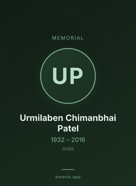 Memorial portrait of Urmilaben Chimanbhai Patel