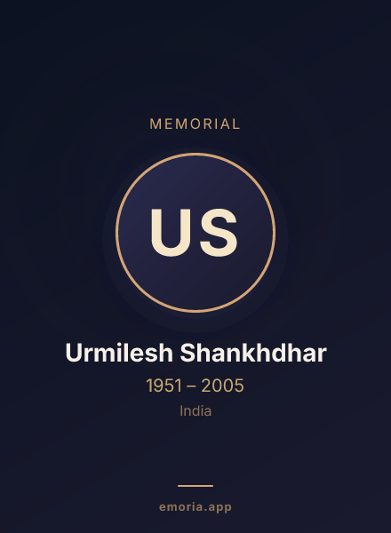 Memorial portrait of Urmilesh Shankhdhar