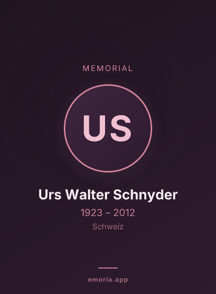 Memorial portrait of Urs Walter Schnyder