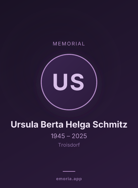 Memorial portrait of Ursula Berta Helga Schmitz