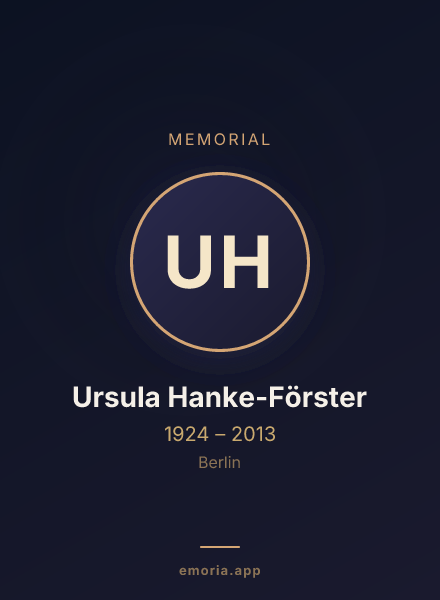 Memorial portrait of Ursula Hanke-Förster