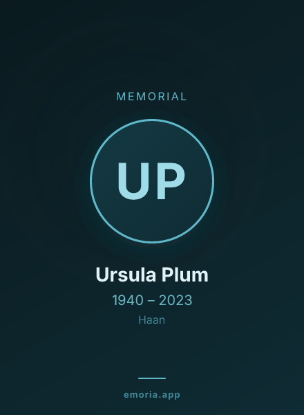 Memorial portrait of Ursula Plum