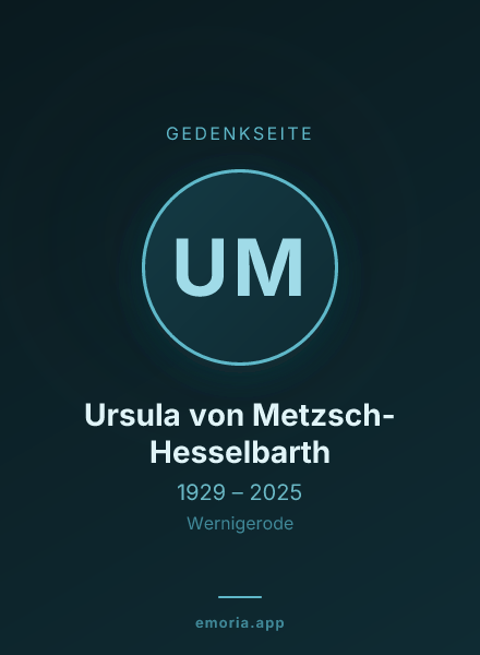 Gedenkportrait von Ursula von Metzsch-Hesselbarth