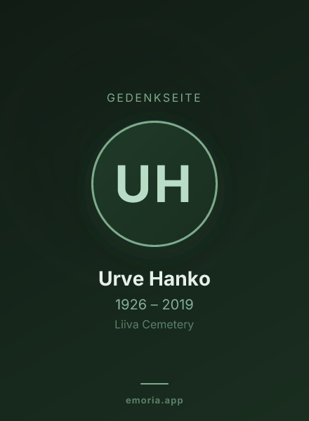 Gedenkportrait von Urve Hanko