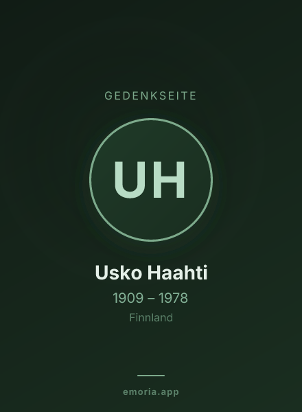 Gedenkportrait von Usko Haahti