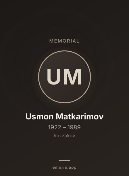 Memorial portrait of Usmon Matkarimov