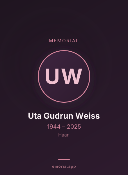 Memorial portrait of Uta Gudrun Weiss