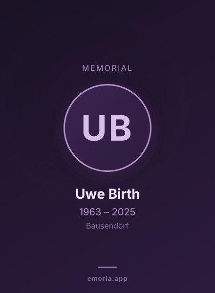 Memorial portrait of Uwe Birth