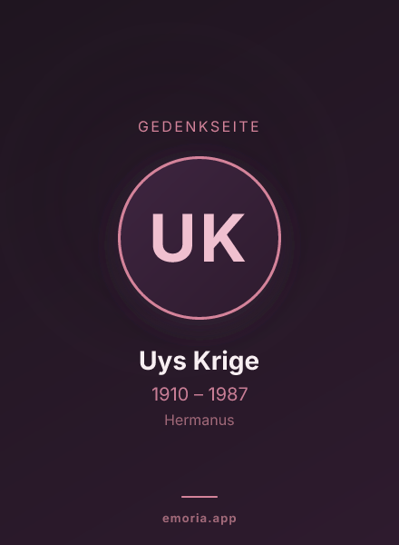 Gedenkportrait von Uys Krige