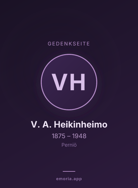 Gedenkportrait von V. A. Heikinheimo