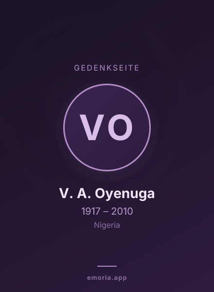 Gedenkportrait von V. A. Oyenuga