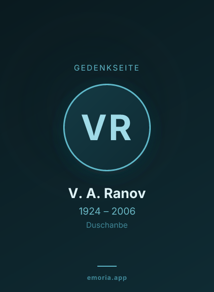 Gedenkportrait von V. A. Ranov